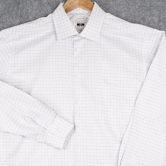 Joseph Abboud Other - Joseph Abboud Dress Shirt Mens 16.5 37 White Blue Windowpane No Wrinkle Cotton